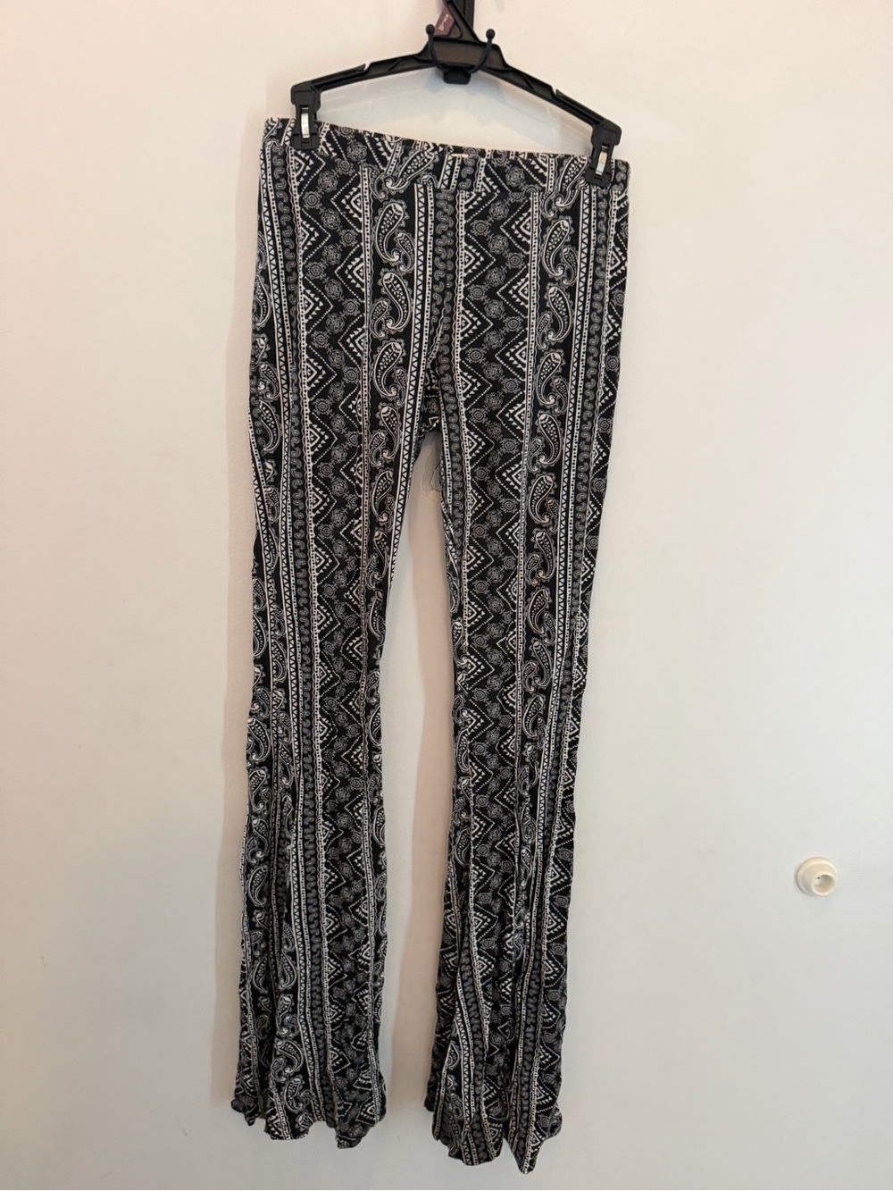 La Hearts Black and White Printed Flare Pants
